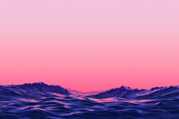 Wall Mural - Ocean waves under pink sky at dawn; background for relaxation and meditation