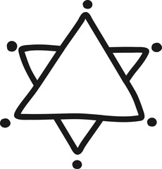 Poster - Hand drawn six pointed star with dots at each point, symbolizing Jewish identity, religion, and culture, creating a simple yet meaningful representation of Judaism