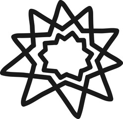 Poster - Hand drawn eight pointed star with jagged edges creates a layered effect, adding a touch of unique charm to designs on a clean white background