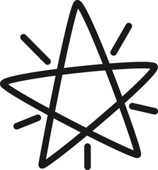 Poster - Simple, hand drawn five pointed star with short lines emanating from it, suggesting brightness and radiance, isolated on a white background