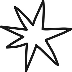 Poster - Hand drawn eight pointed star, featuring a simple and elegant design, stands out against a white background, adding a whimsical touch to various creative projects and designs