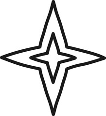 Poster - Minimalist illustration featuring a four pointed star with a double outline, creating a sense of depth and radiance, symbolizing hope, guidance, or achievement