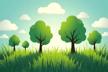 Sticker - Serene Nature Landscape with Trees and Grass