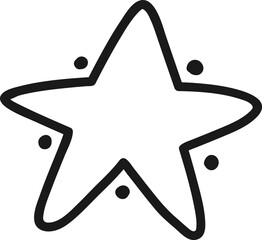 Poster - Simple, hand drawn five pointed star with small dots decorating its outline, set against a clean white background, creating a charming and minimalist design