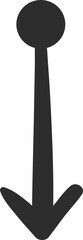 Poster - Simple black arrow pointing downward with a circle positioned above, set against a white background, serving as an effective indicator for downloads or next steps in navigation