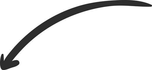 Poster - Hand drawn downward curved arrow pointing downwards, serving as an effective tool for emphasizing key information in presentations, documents, or various design projects