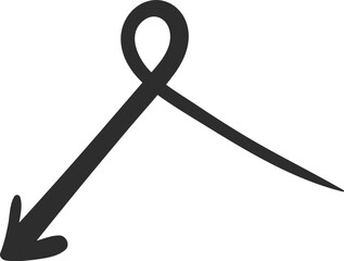 Poster - Hand drawn arrow featuring a loop at the top, pointing down and to the left, effectively conveying direction and movement in a visually captivating manner