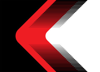 Wall Mural - A red and black arrow with a transition from black to white. Trendy design element. Movement and speed. Pointer, navigation. Vector sport striped background.