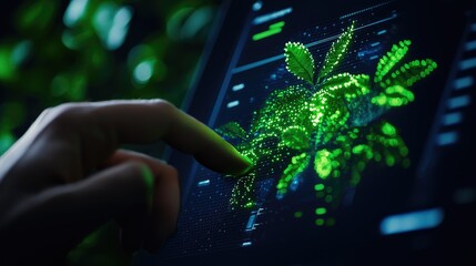 Poster - Digital Interaction with Virtual Green Plant on Futuristic Screen
