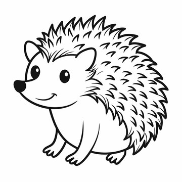 Simple a Hedgehog line art vector white background