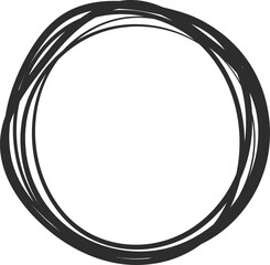 Poster - Multiple overlapping circular lines create an organic and imperfect hand drawn circle, forming a frame with empty space in the center, ideal for adding text or other elements