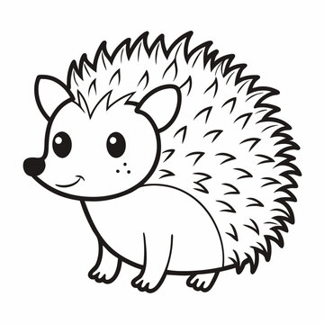 Simple a Hedgehog line art vector white background