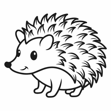 Simple a Hedgehog line art vector white background