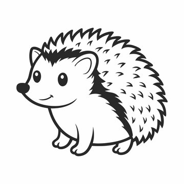 Simple a Hedgehog line art vector white background