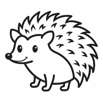 Simple a Hedgehog line art vector white background