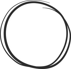 Poster - Double imperfect black circles drawn on a white background create a unique frame for messages or logos, highlighting a handmade, artistic design with a raw, organic feel