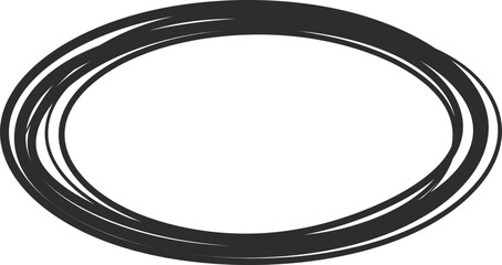 Poster - Hand drawn oval shape featuring multiple overlapping black marker lines, creating a decorative frame with ample copy space, isolated against a clean white background