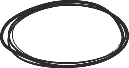 Poster - irregular oval shape created with multiple overlapping black strokes, providing a simple yet effecti