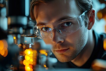 Leinwandbilder - Scientist working with microscope, conducting research in modern laboratory