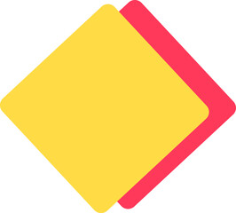 Poster - Yellow rounded corner square overlapping a pink rounded corner square on a white background forming a minimal abstract geometric composition