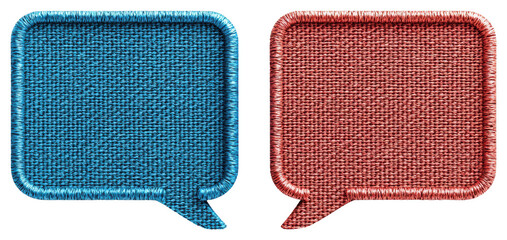 Poster - Two Textured Speech Bubbles in Blue and Red Against a Transparent Backdrop Illustration
