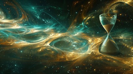 Poster - captivating hourglass and cosmic swirls create a mesmerizing depiction of time and space