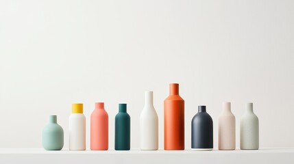 Poster - Stylish Arrangement of Colorful Bottles in a Clean Geometric Design for Modern Interior Decor