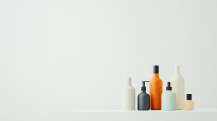 Poster - Clean and Geometric Arrangement of Different Colored Bottles for Modern Aesthetic Appeal in Interior Design