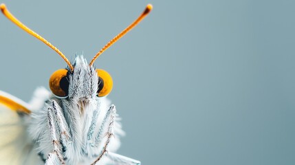 Poster - Close-up of Delicate Butterfly with Bright Orange Antennae and Intricate Features Captured on a Soft Background
