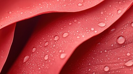 Poster - Close-Up of a Red Rose Petal with Every Fine Detail and Water Droplets Captured in Stunning Clarity