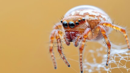 Poster - Close-Up of Water Droplet on Spider's Leg with Amazing Detail and Unique Reflections
