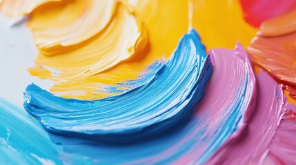 Poster - Swirling Texture of Thick Paint in Vivid Colors Captured Up Close on Canvas Surface