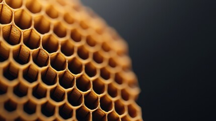 Poster - Detailed Close-Up Shot of Honeycomb Structure Showcasing Intricate Hexagonal Pattern and Natural Texture