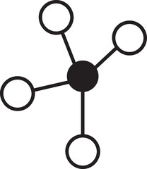 Poster - Simple network icon connecting four circles, symbolizing data exchange, information flow, and interconnected systems in a clean and minimalist design