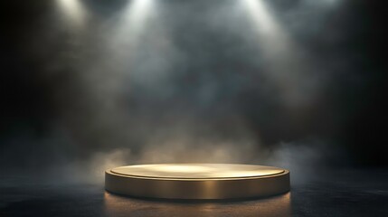 Poster - Empty gold podium stage spotlights, product display