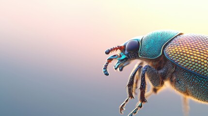 Poster - Macro Shot of Colorful Beetle Shell Revealing Its Unique Texture and Patterns in Stunning Detail