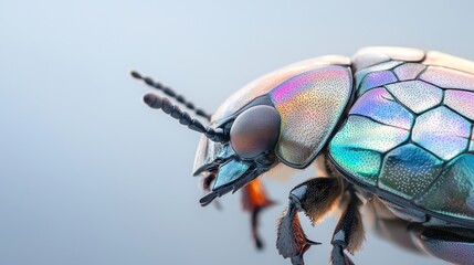 Poster - Detailed Macro Shot of Beetle Shell Revealing Intricate Patterns and Iridescent Colors