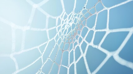 Poster - Close-Up Macro View of Dew-Covered Spider Web Glimmering in Soft Light Against a Blurred Background
