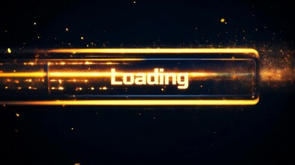 Poster - A vibrant and eyecatching loading graphic showcasing sparkling particles, along with brilliantly glowing text