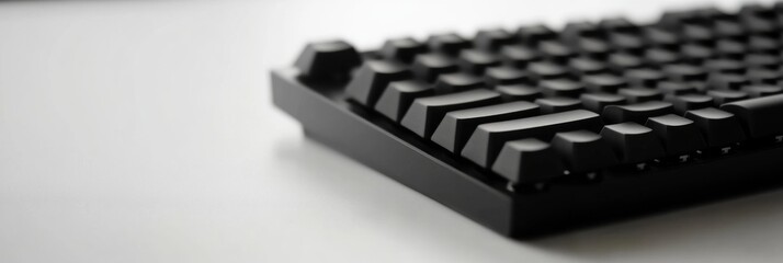 Aufkleber - Modern black mechanical keyboard on a sleek surface enhances workspace aesthetics and efficiency. Generative AI