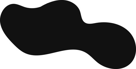 Poster - Simple minimal horizontal black irregular shape with smooth rounded edges flowing on a plain white background creating negative space, ideal for modern and contemporary graphic design projects
