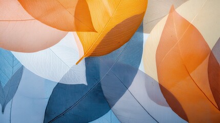 Poster - Abstract Patterns Created by the Overlapping of Colorful Leaves in Soft Light