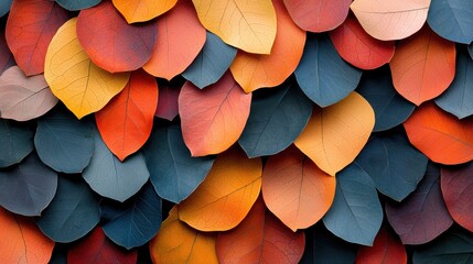 Poster - Vibrant Abstract Patterns Created by Overlapping Leaves in Warm Autumn Colors