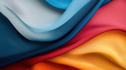 Poster - Colorful Abstract Fabric Folds with Gradient Effects in a Smooth Flow of Textures and Curves