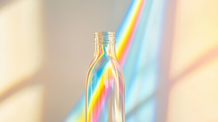 Poster - Colorful Pattern of Sunlight Refracting Through a Clear Bottle Creating a Stunning Display of Light and Color