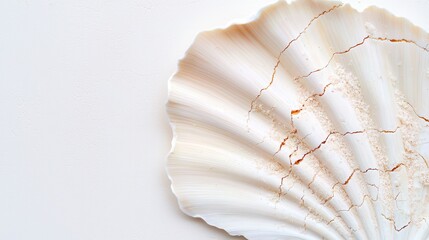Poster - Detailed Surface of a Seashell Highlighting Natural Grooves and Patterns for Artistic Textures and Designs