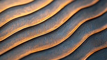 Poster - Close-Up Detail of Fine Texture on Metal Surface with Wave Patterns and Reflective Highlights