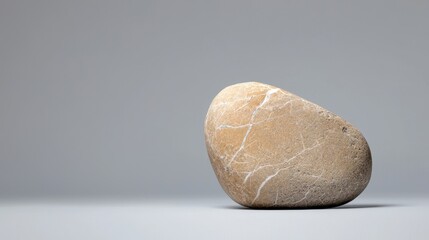 Poster - The Smooth Texture of a Pebble with Visible Mineral Patterns on a Gray Background