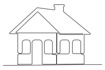 Wall Mural - House continuous one line drawing of house icon Isolated on white background vector illustration