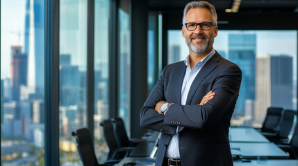 Wall Mural - leader's determination in a modern boardroom